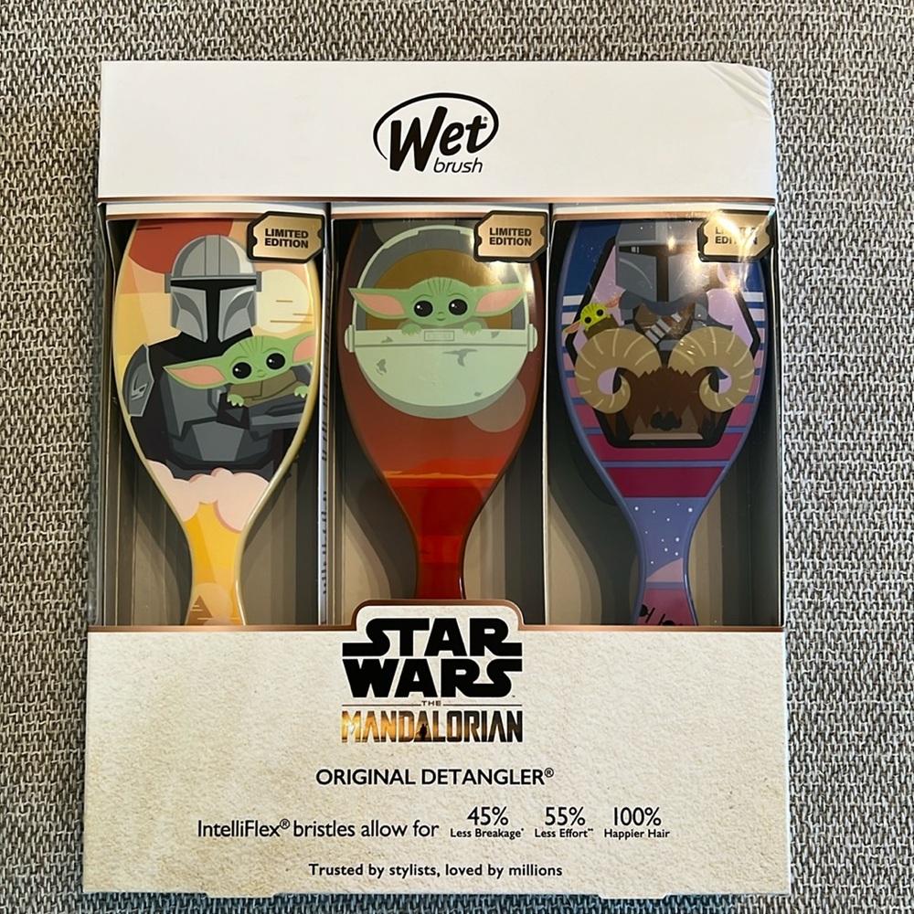 NIB Wet Brush Star Wars Mandalorian Hair Brush 3 Piece 🎉LIMITED EDITION DISNEY